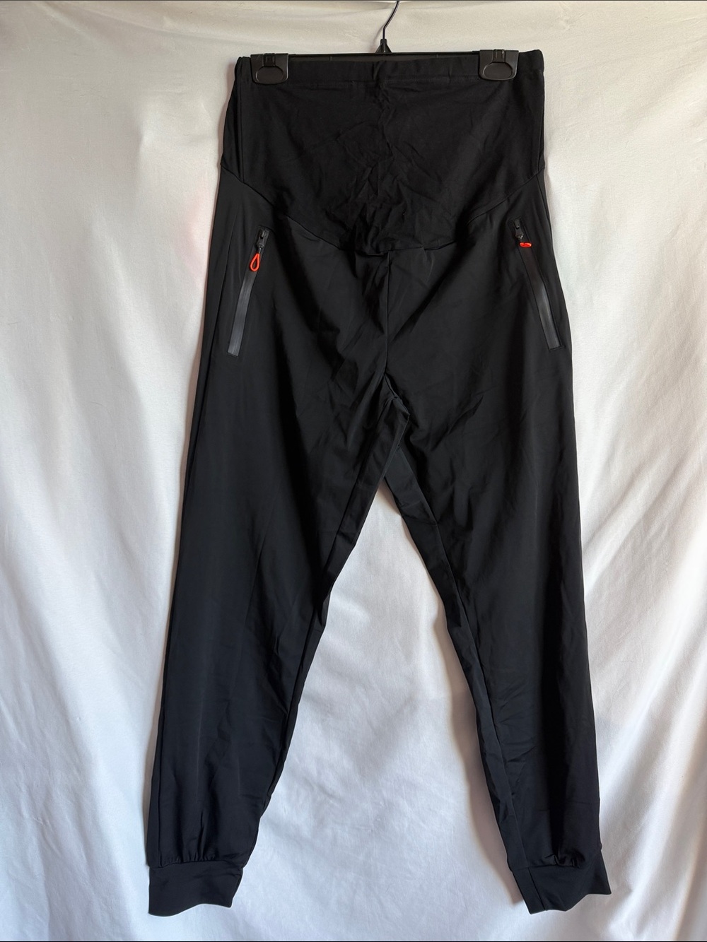 Black Women's  Maternity Track Joggers - High-Waist Athletic Pants